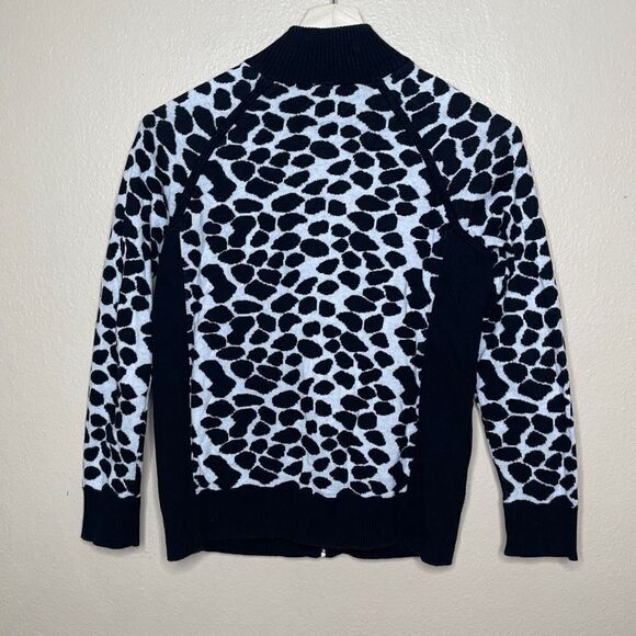 Weekends by Chicos Cardigan Womens Sz 1 Black/White Leopard Spotted Full zip - Picture 6 of 7